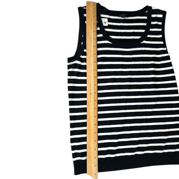 TALBOTS Stripe Knit Sleeveless Sweater in Black & White Size Small Petite - Picture 4 of 9